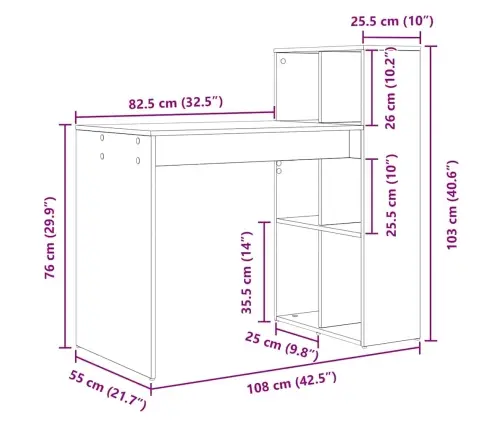 Laua Riiuliga Sonoma Tamm 108 X 55 X 103.5 Cm Tehispuit Laua Riiuliga Sonoma Tamm 108 X 55 X 103.5 Cm Tehispuit