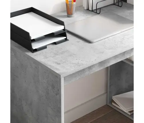 Rakstīšanas Galds Betona Pelēks Inženierijas Koks Ar Betona Apdari Vidaxl