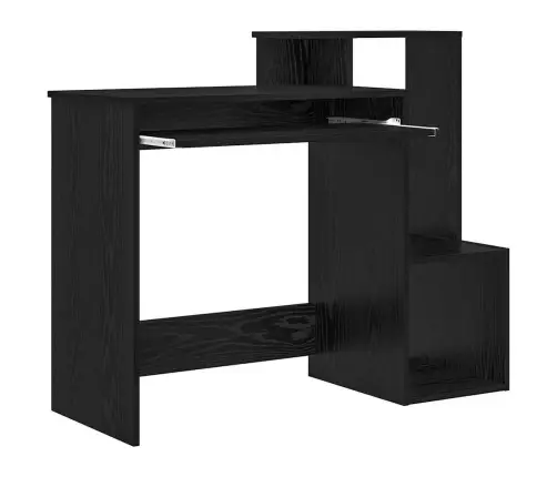 Melnā Ozola Datora Galds Melns Ozols Inženierijas Koks, Mdf Vidējs Vidaxl