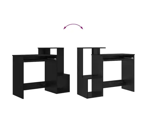 Melnā Ozola Datora Galds Melns Ozols Inženierijas Koks, Mdf Vidējs Vidaxl