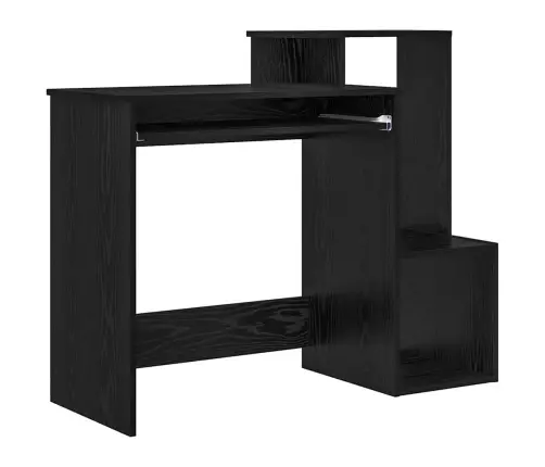 Melnā Ozola Datora Galds Melns Ozols Inženierijas Koks, Mdf Vidējs Vidaxl