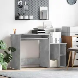 Galds Ar Uzglabāšanu Betona Pelēka 120.5 X 44 X 88.5 Cm Vidaxl