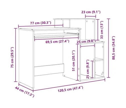 Laud Sahtliga Betoonhall 120,5 X 44 X 88,5 Cm Tehispuit