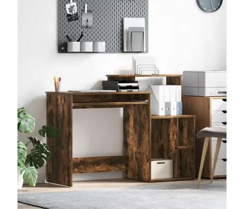 Galds Ar Uzglabāšanu Dūmu Ozols 120.5X44X88.5 Cm Inženierijas Koks Vidaxl