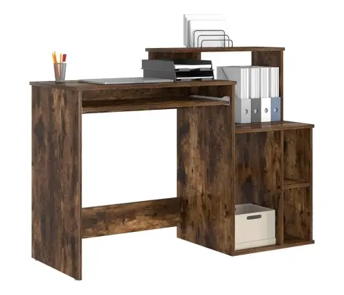 Galds Ar Uzglabāšanu Dūmu Ozols 120.5X44X88.5 Cm Inženierijas Koks Vidaxl