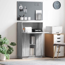 Galda Ar Durvīm Pelēka 71.5 X 31.5 X 106.5 Cm Inženierijas Koks Vidaxl