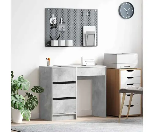 Stalas Betono Pilka 90 X 37.5 X 75 Cm Apdirbta Mediena