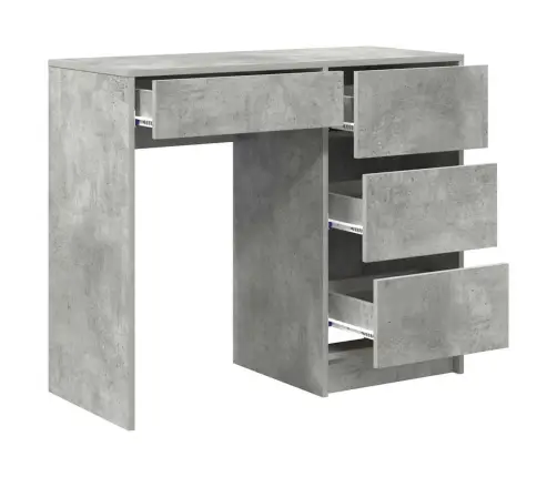 Stalas Betono Pilka 90 X 37.5 X 75 Cm Apdirbta Mediena