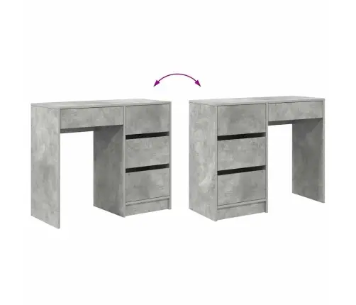 Stalas Betono Pilka 90 X 37.5 X 75 Cm Apdirbta Mediena