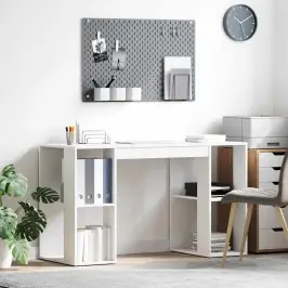 Galds Ar Uzglabāšanu Balts 130 X 50.5 X 75 Cm Inženierijas Koks Vidaxl