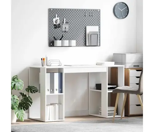 Stalas Su Lentyna Balta 130 X 50.5 X 75 Cm Apdirbta Mediena