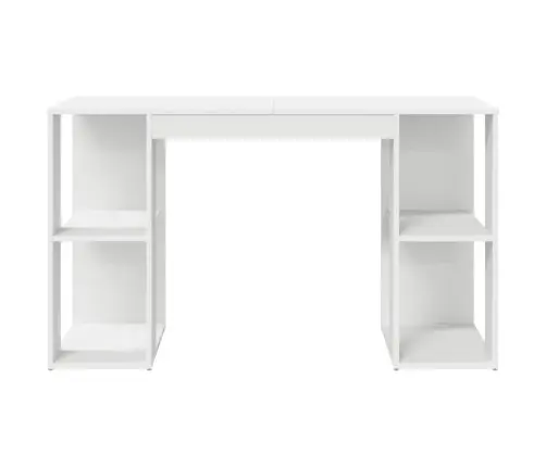 Stalas Su Lentyna Balta 130 X 50.5 X 75 Cm Apdirbta Mediena