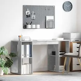 Galds Ar Uzglabāšanu Betona Pelēka 130 X 50.5 X 75 Cm Vidaxl