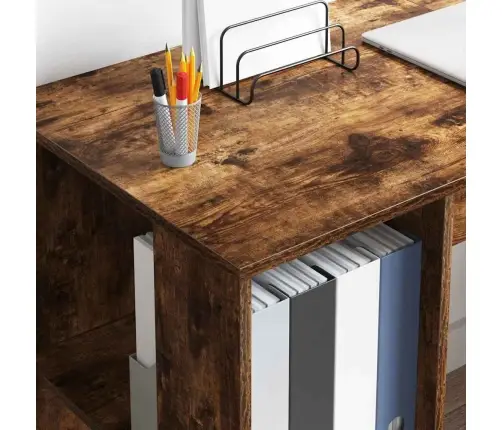 Brūnais Rakstāmgalds Dūmots Ozols Masīvkoks Vidējs Rakstāmgalds Vidaxl