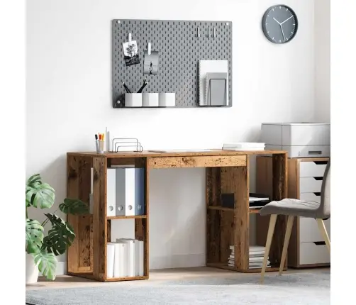 Galds Ar Uzglabāšanu Ar Plauktu Vecs Koks 130 X 50.5 X 75 Cm Vidaxl