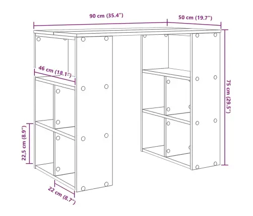 Laud Riiuliga Ladustamisega Must Tamm 90 X 50 X 75 Cm Tehispuit