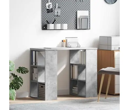 Stūra Galds Pelēks Betons Skaidu Plātnes Vidējs Uzglabāšana Vidaxl