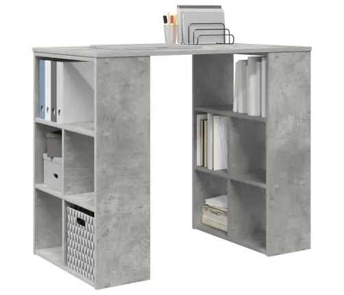 Stūra Galds Pelēks Betons Skaidu Plātnes Vidējs Uzglabāšana Vidaxl