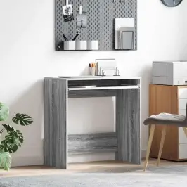 Galds Ar Plauktu Pelēka 77.5 X 43 X 79 Cm Inženierijas Koks Vidaxl