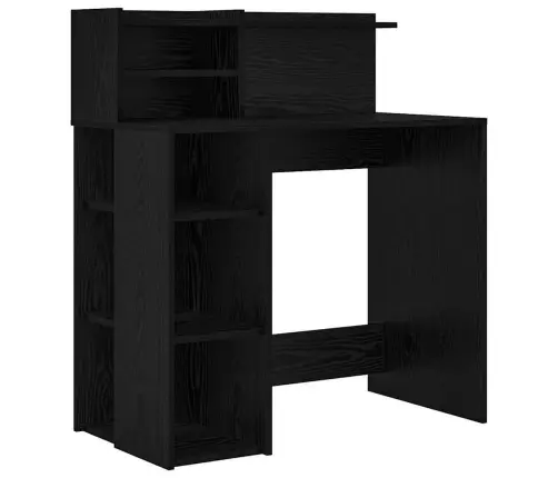 Galds Ar Glabāšanu Ar Plauktu Melns Ozolkoks 90 X 48 X 101.5 Cm Vidaxl