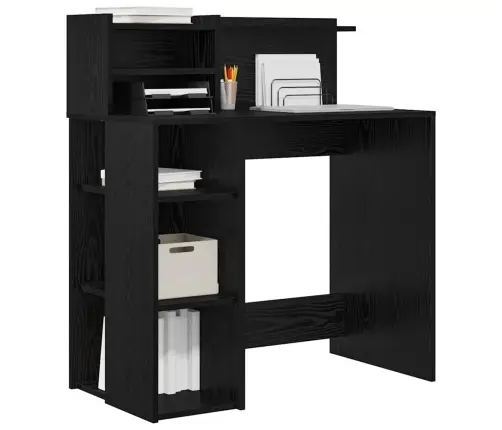 Galds Ar Glabāšanu Ar Plauktu Melns Ozolkoks 90 X 48 X 101.5 Cm Vidaxl