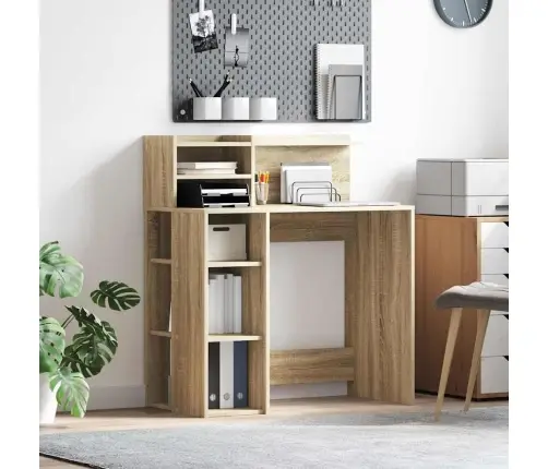 Galds Ar Glabāšanu Ar Plauktu Sonomas Ozola 90 X 48 X 101.5 Cm Vidaxl