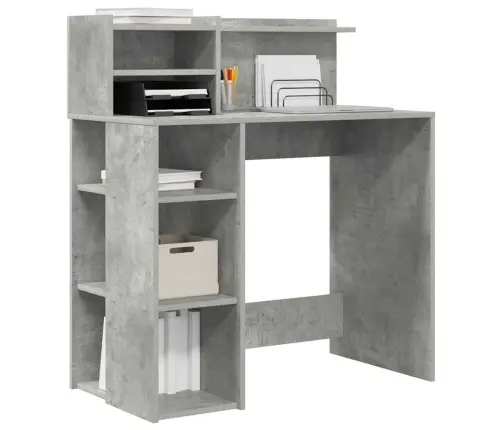 Galds Ar Glabāšanu Ar Plauktu Betona Pelēka 90 X 48 X 101.5 Cm Vidaxl