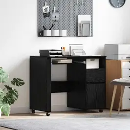 Laud Ratastega Sahtliga Must Tamm 91 X 50 X 77 Cm Tehispuit