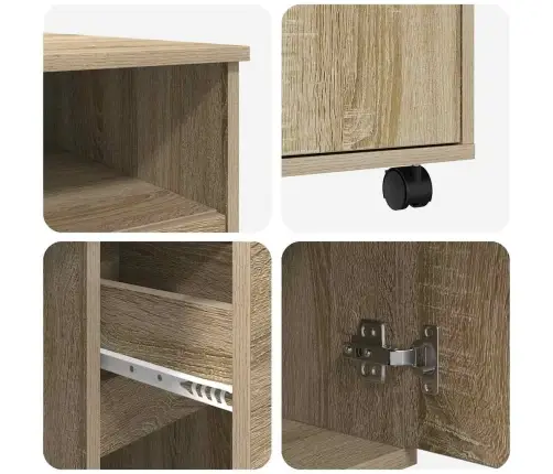 Laud Ratastega Sahtliga Sonoma Tamm 91 X 50 X 77 Cm Tehispuit