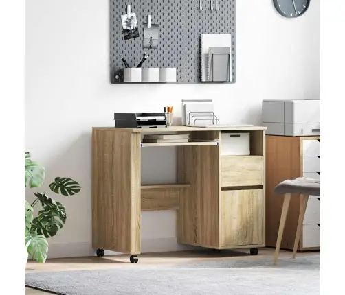 Laud Ratastega Sahtliga Sonoma Tamm 91 X 50 X 77 Cm Tehispuit