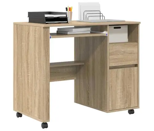 Laud Ratastega Sahtliga Sonoma Tamm 91 X 50 X 77 Cm Tehispuit