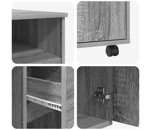 Stalas Su Ratukais Pilka 91 X 50 X 77 Cm Apdirbta Mediena