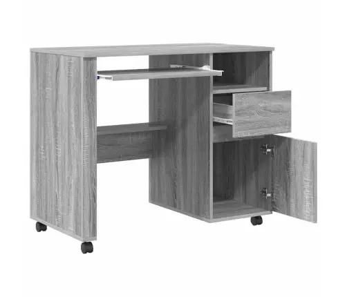 Stalas Su Ratukais Pilka 91 X 50 X 77 Cm Apdirbta Mediena