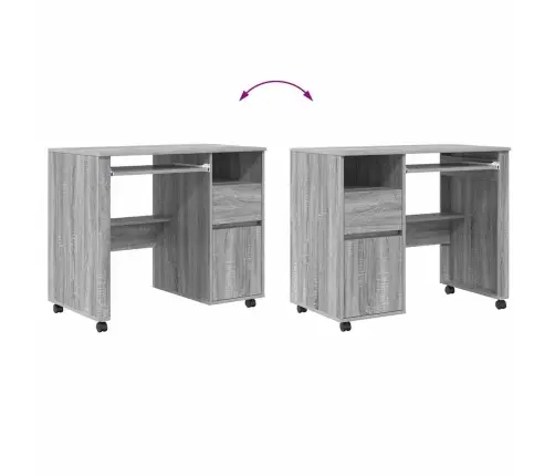 Stalas Su Ratukais Pilka 91 X 50 X 77 Cm Apdirbta Mediena