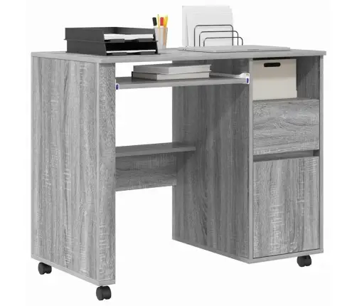 Stalas Su Ratukais Pilka 91 X 50 X 77 Cm Apdirbta Mediena