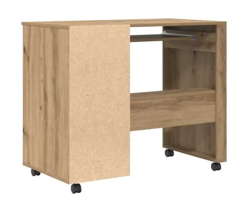 Galds Ar Ritenīšiem Ar Plauktu Amatnieku Ozola 91 X 50 X 77 Cm Vidaxl