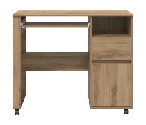 Galds Ar Ritenīšiem Ar Plauktu Amatnieku Ozola 91 X 50 X 77 Cm Vidaxl