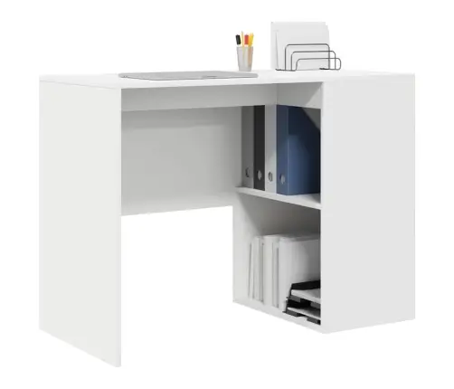 Galds Ar Plauktu Balts 102 X 50 X 75 Cm Inženierijas Koks Vidaxl