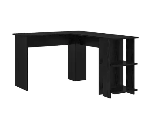 Stūra Galds Ar Uzglabāšanu Melns Ozols 140 X 113.5 X 75 Cm Vidaxl