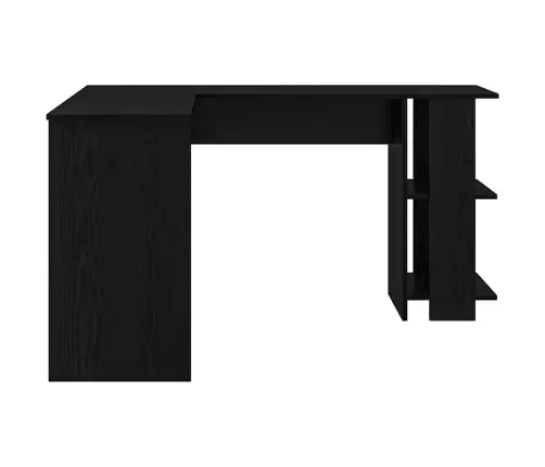 Stūra Galds Ar Uzglabāšanu Melns Ozols 140 X 113.5 X 75 Cm Vidaxl