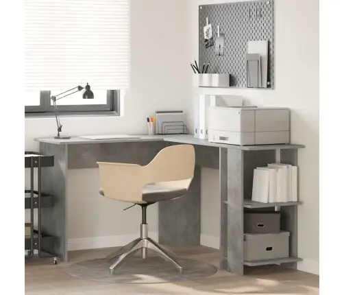 Kampinis Rašomasis Stalas Betono Pilka 140 X 113,5 X 75 Cm