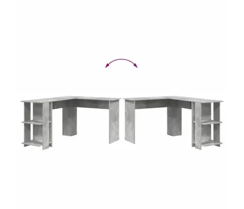 Kampinis Rašomasis Stalas Betono Pilka 140 X 113,5 X 75 Cm