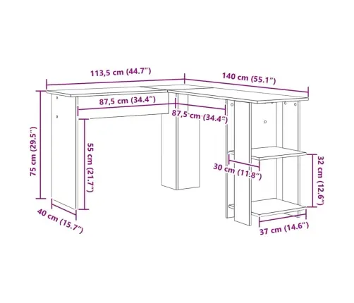 Kampinis Stalas Su Laikymo Sistema Su Lentyna Rūkyta Ąžuolas