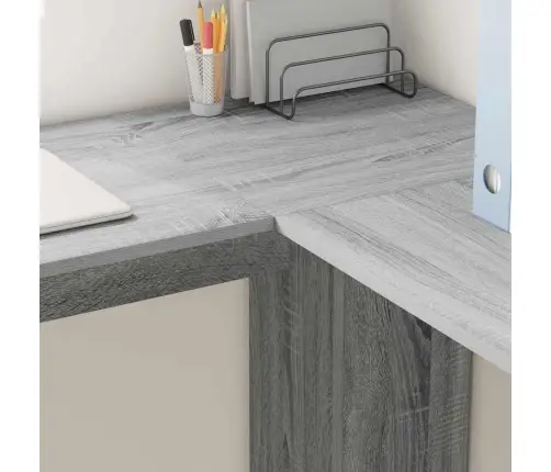 Stūra Galds Ar Uzglabāšanu Pelēks Sonoma 140 X 113.5 X 75 Cm Vidaxl