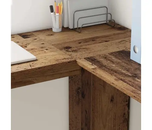 Stūra Galds Ar Uzglabāšanu Vecs Koks 140 X 113.5 X 75 Cm Vidaxl