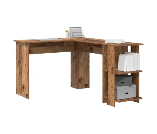 Stūra Galds Ar Uzglabāšanu Vecs Koks 140 X 113.5 X 75 Cm Vidaxl