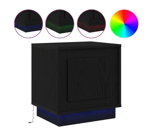 Nakts Skapītis Ar Melna 44 X 34.5 X 45 Cm Inženierijas Koks Vidaxl