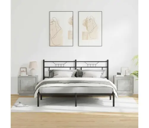 Šalia Lovos Spintelė Su 2 Pcs Betono Pilka 44 X 34,5 X 45 Cm