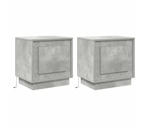 Šalia Lovos Spintelė Su 2 Pcs Betono Pilka 44 X 34,5 X 45 Cm