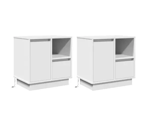 Nakts Skapītis 2 Pcs Balts 50 X 34.5 X 50 Cm. Inženierijas Koks Vidaxl